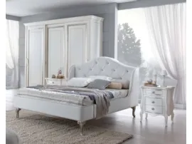 Letto in ecopelle con testiera impreziosita da bottoni Swarovski Eros di Euro Design