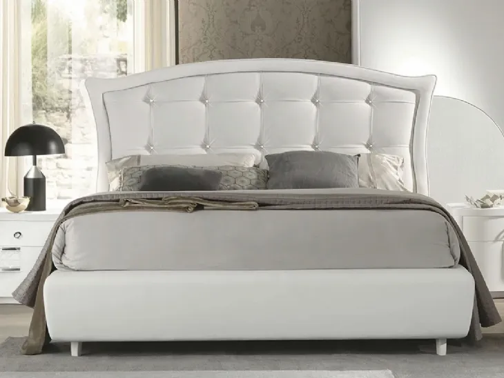 Letto con testiera in ecopelle con Swarovski Vittoria di Euro Design